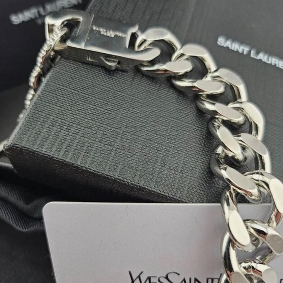 SAINT LAURENT YSL NECKLACE CHOCKER CUBAN LINK CHAIN - Picture 4 of 5